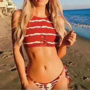 NWT Frankie’s Bikinis Marley 2 MAROON tie dye top size XS extra small